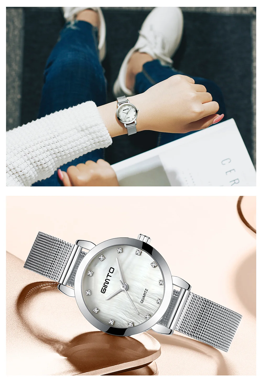 GIMTO женские часы Топ бренд роскошный браслет кварцевые женские часы золото Сталь платье женские наручные часы Часы relogio feminino