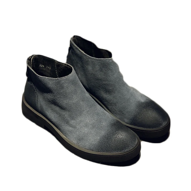 

Korean Version 2017 Retro Matte Suede Fashion Short Boots For Men Scrub Fabric Men's Close Zipper Shoes Boots Tide Shoes
