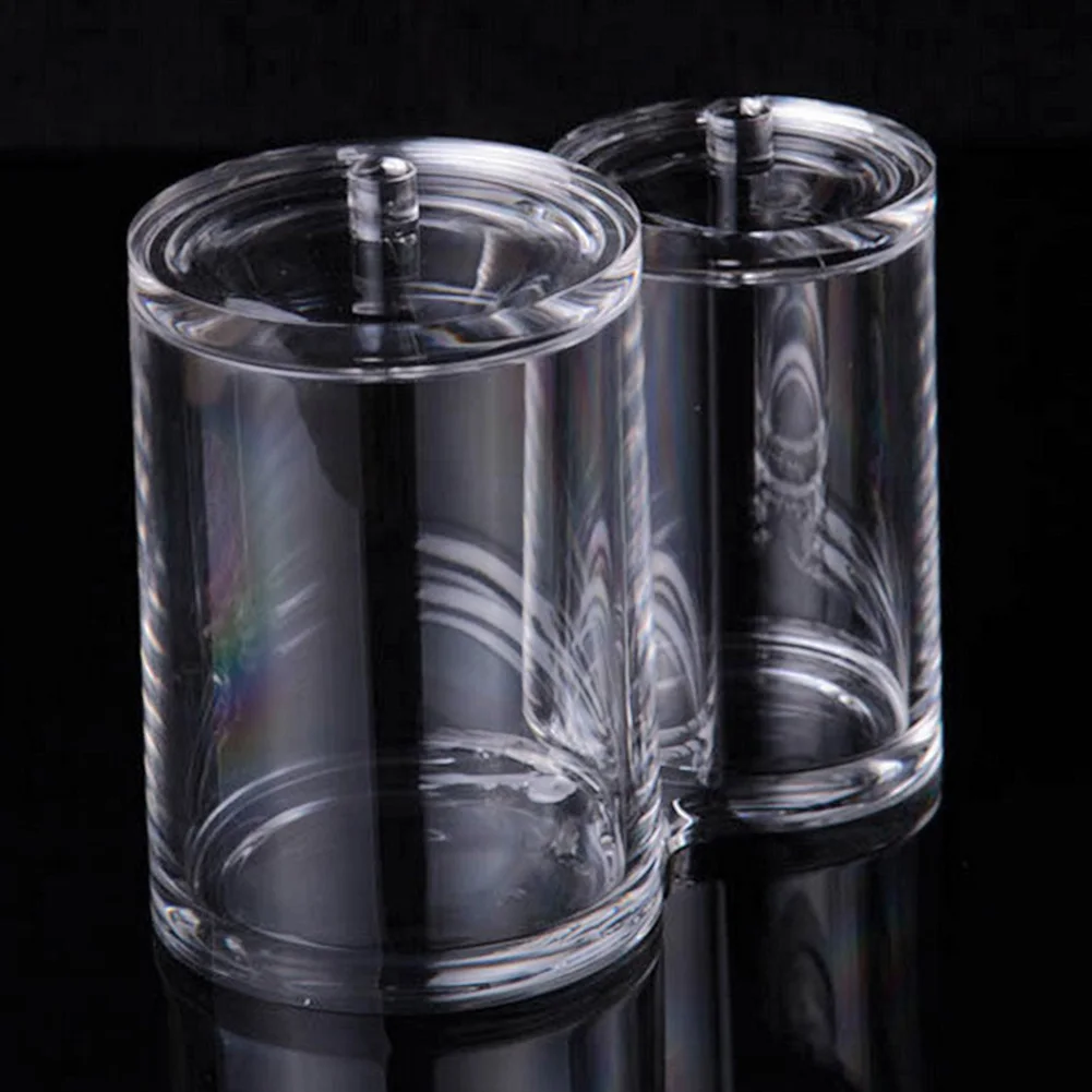 Box Makeup Organizer Storage Portable Cosmetic Double Containers Divider Transparent Jar Home Acrylic Cotton Pads Holder Round | Дом и сад