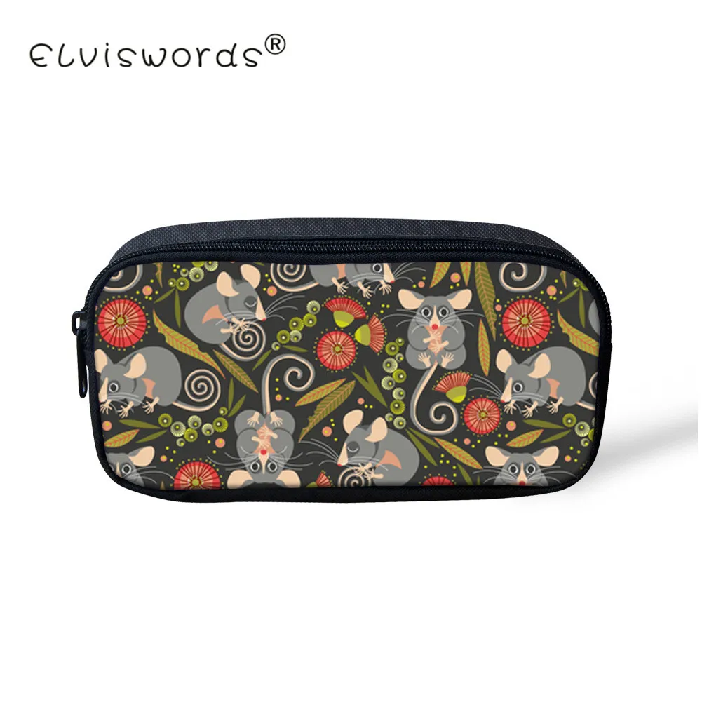 

ELVISWORDS Women Cosmetic Bag Pygmy Possum Mouse Print Makeup Case Animal Kids Pencil Box Children Girls Boys Pencil Cases Pouch
