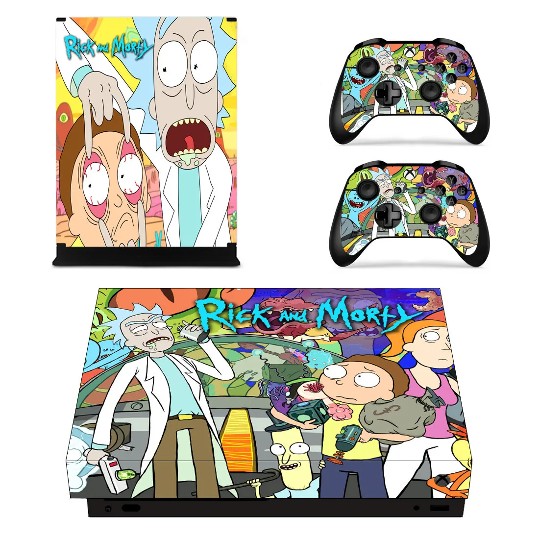 Виниловые наклейки для кожи наклейки для xbox one x Rick and Morty наклейки pegatinas Adesivo для xbox one x консоли и два контроллера