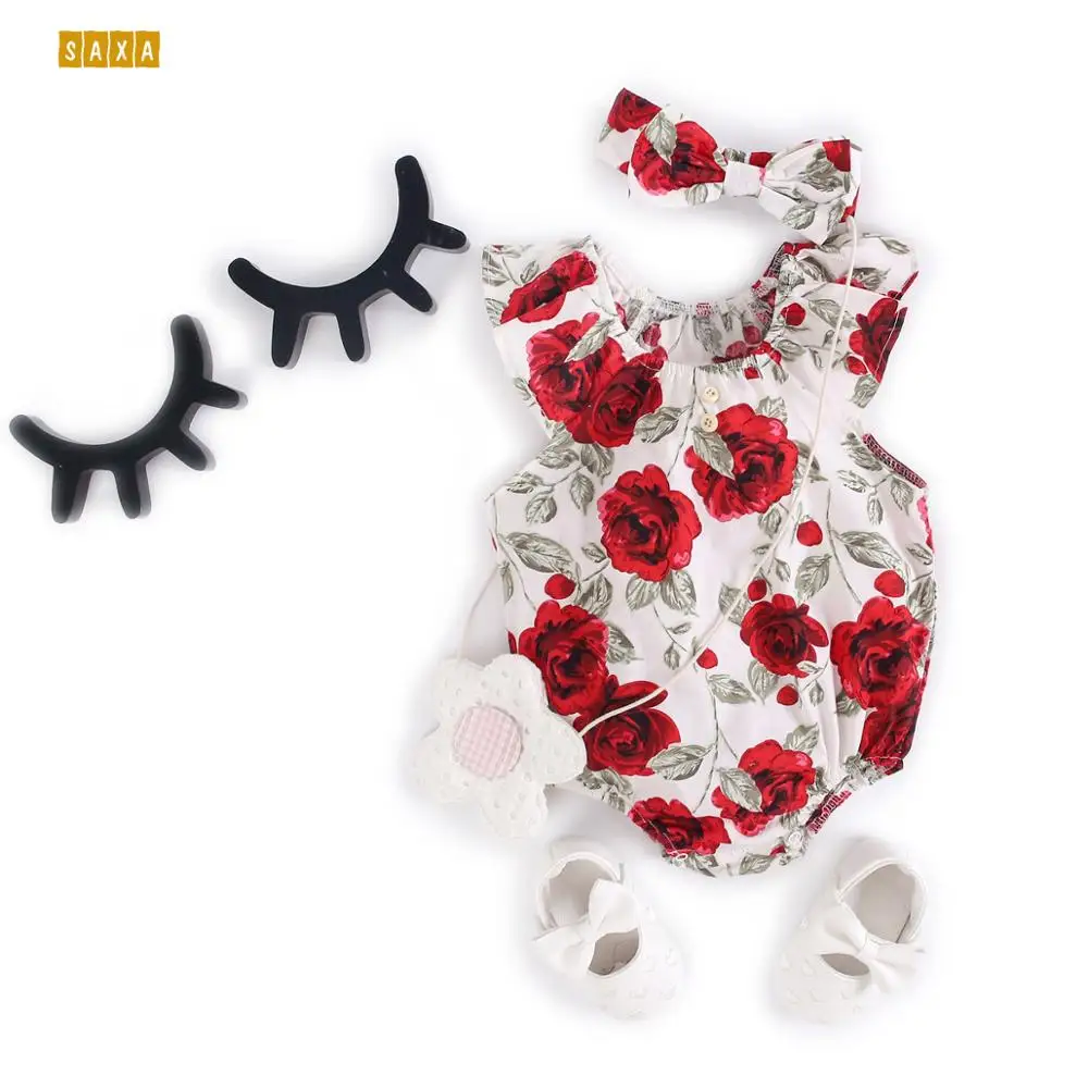

Baby girl Bodysuits Baby Clothing Pineapple Floral Bow Rose Print Short Sleeve 2019 Summer Baby Bodysuits Newborn Jumpsuit