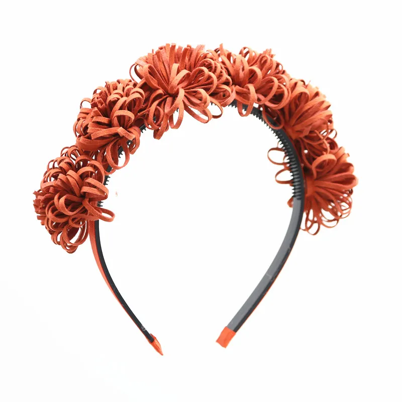 2018 г. модные замшевые tessal цветок полный Глава hairband дети мода аксессуары для волос полосе с коликами зубы