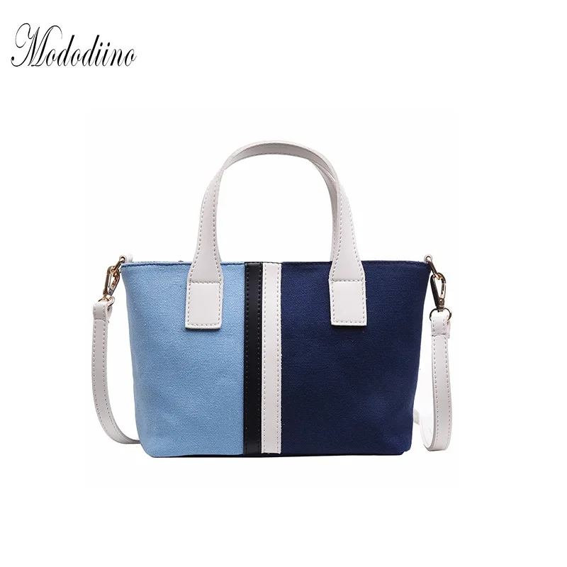 

Mododiino Contrast Color Women Handbags Shoulder Bags Canvas Purses Handbags Large Capacity Totes Handbag Women Bag 2019 DNV1102