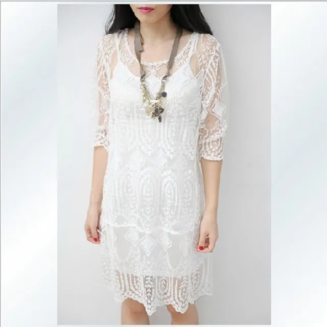 Best Price Lace Beach Cover up Robe de Plage Sexy Women Bikini Swimwear Cover-ups Sarong Bathing suit Cover ups Beach Dress Tunic C1737