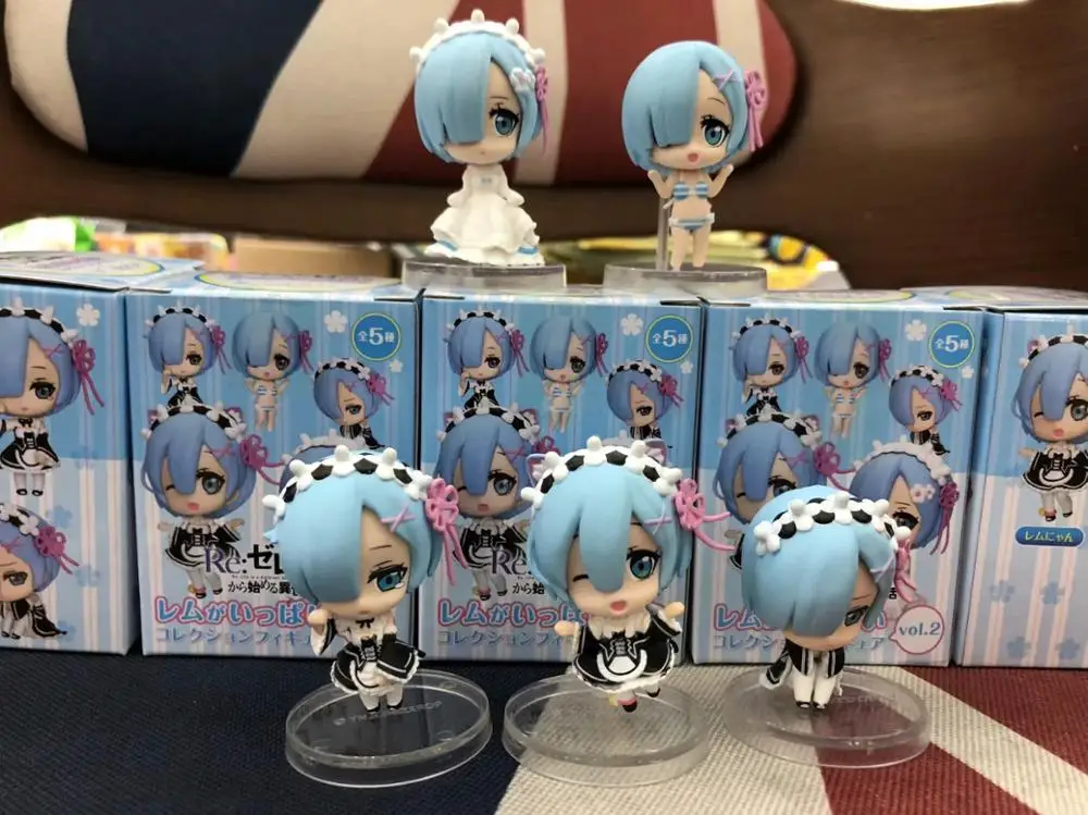 

5pcs/set Re:Life in a Different World from Zero Anime Figure Rem Q Version PVC Re: Zero Rem Figure Collectible Model Toys