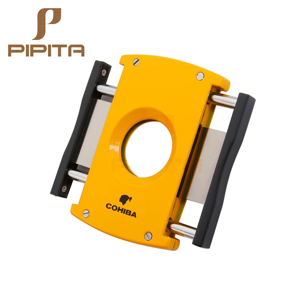 

2018 COHIBA High-Grade Portable Stainless Steel Cigar Cutter Hi-Tech Track Cigar Slider Cutter Double Cigar Knife Free Shipping