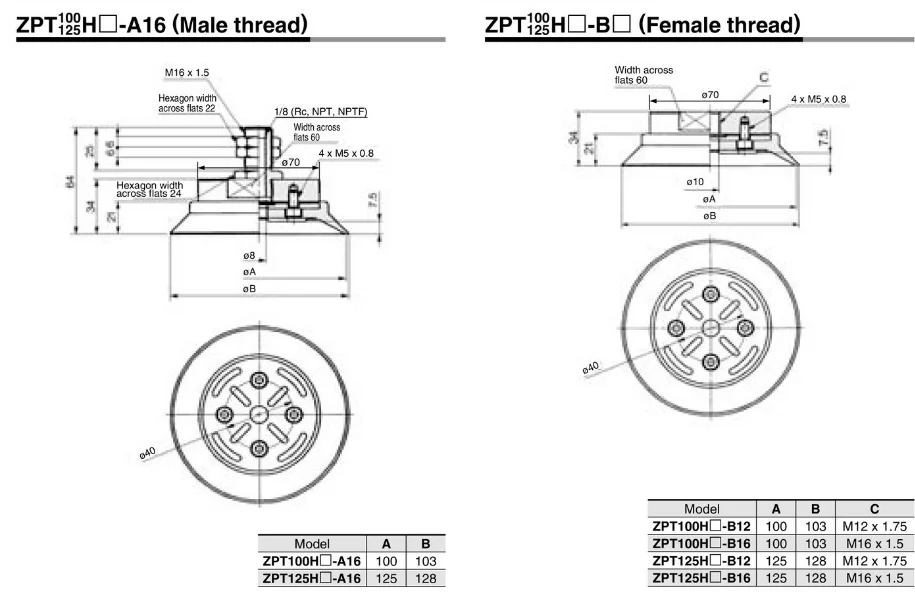 Сверхпрочный коврик для вакуумной присоской ZPT80HN-B10ZPT80HN-B12ZPT100HN-B16ZPT125HSB16 SMC Тип