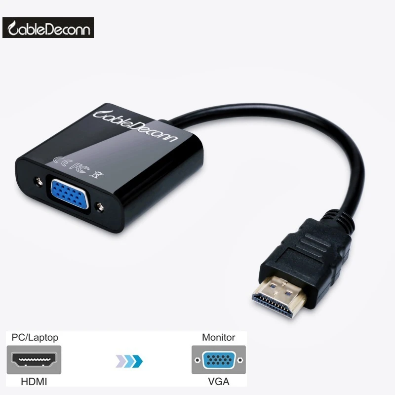 paquete tienda Frontera Entrada HDMI a salida VGA, proyectores, monitores, adaptador para PC,  portátil, Cable negro|hdmi input|to vgavga output - AliExpress