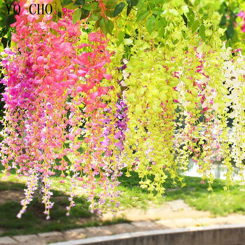 110cm/pcs Wedding Decor Artificial Silk Wisteria Flowers Vines Hanging
