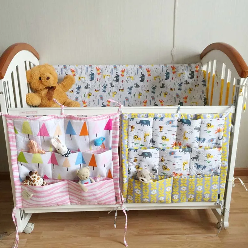 

Diaper Storage Bag Multi Layer Cotton Baby Bed Hanging Cartoon Multifunctional Baby 55*60 cm Toy Pocket for Crib Bedding Set kid