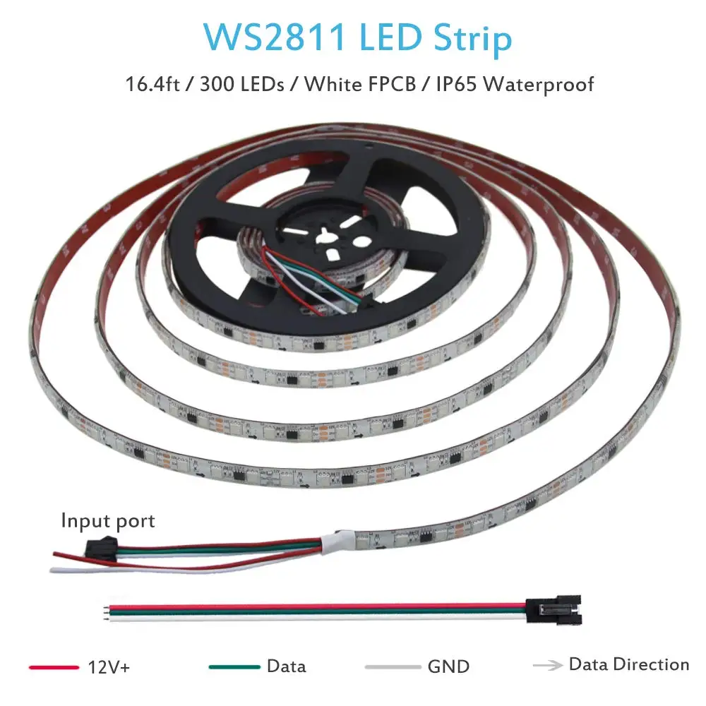 RGB Светодиодная лента WS2811 12V Адресуемая светодиодная Пиксельная полоса света 16.4ft