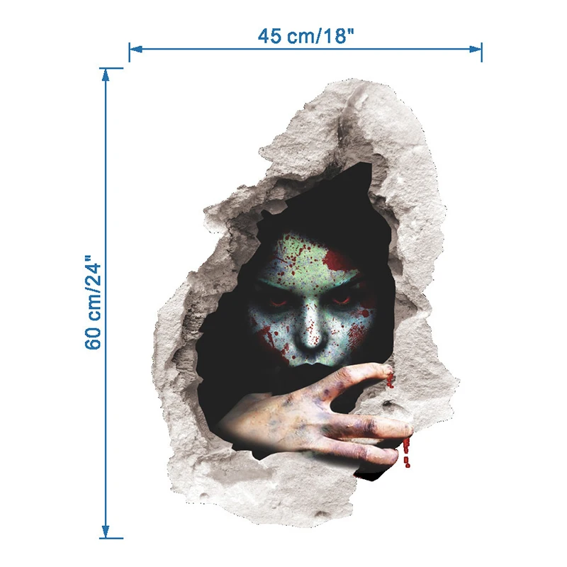 1 шт. 45*60 см наклейка на стену женский призрак ломающаяся стена Хэллоуин настенный Декор водонепроницаемый декор для гостиной спальни фестиваль