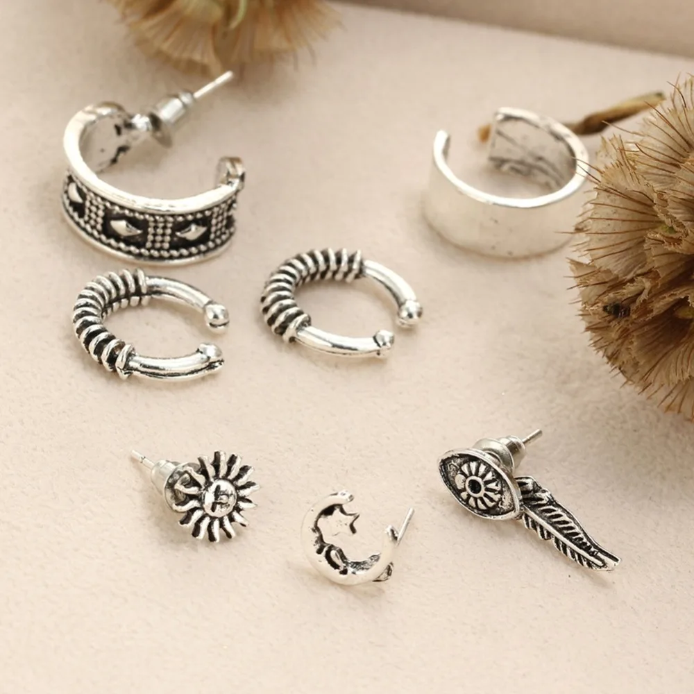 

7pcs/Set Hot sale Girls Women Cute Vintage Multiple Stud Earrings Set