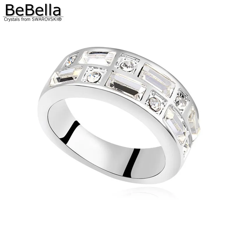 

BeBella casual square crystal finger ring for party made with Austrian Crystals from Swarovski for girls Christmas gift
