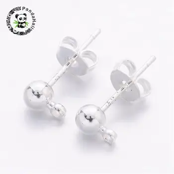 

Brass Post Earring Components, Silver Color Color, Size: about 4mm wide, 16mm long, hole: 1mm, Pin: 0.8mm