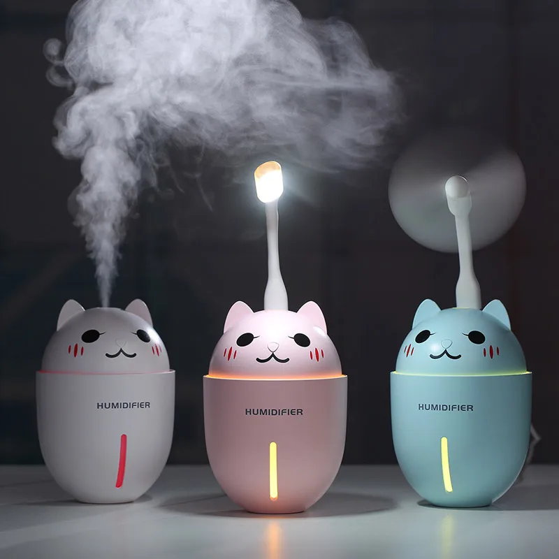 

Mini Air Humidifier Essential Oil Diffuser with USB Led Light and Mini Fan Mist Maker Fogger Electric Car Aroma Diffuser 320ML