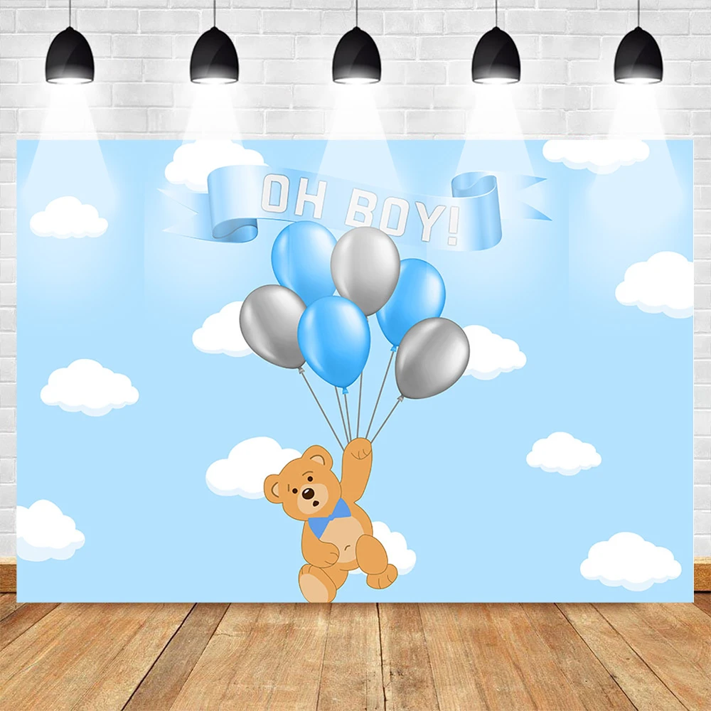 Mehofoto Kartun Beruang Fotografi Latar Belakang Untuk Anak Laki Laki Balon Pesta Ulang Tahun Bayi Foto Latar Belakang Awan Langit Biru|Background| - AliExpress