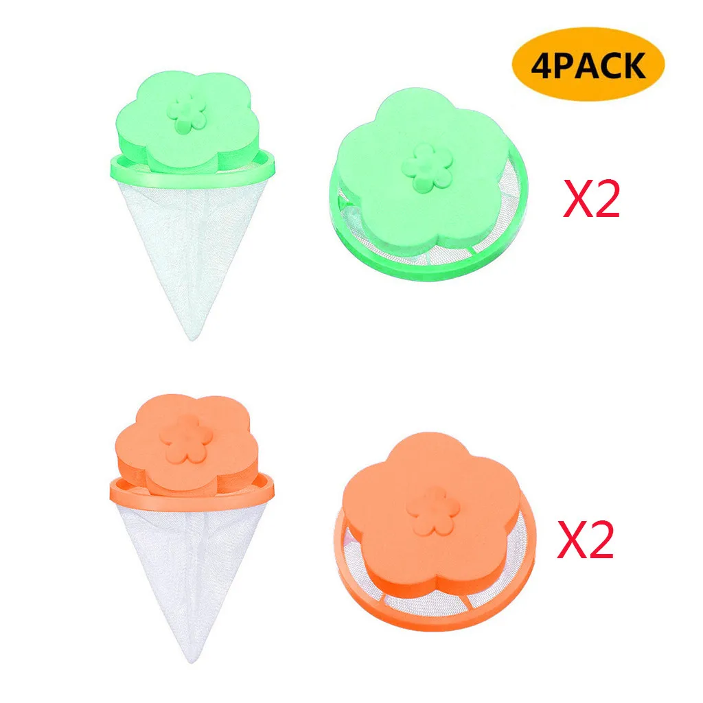 

4PCsHome Floating Pet Fur Catcher Filtering Hair Removal Device Wool Floating Washer Laundry Washing Machine Lint Filter Bag #YL