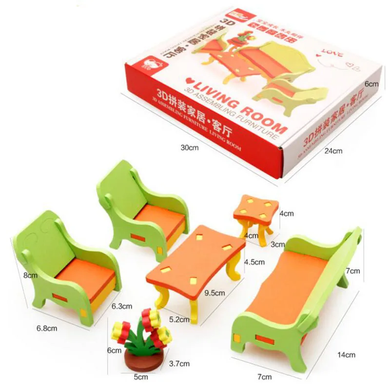 3D Wood Furniture Puzzle Living Room Furniture Model Puzzle Kits Scale