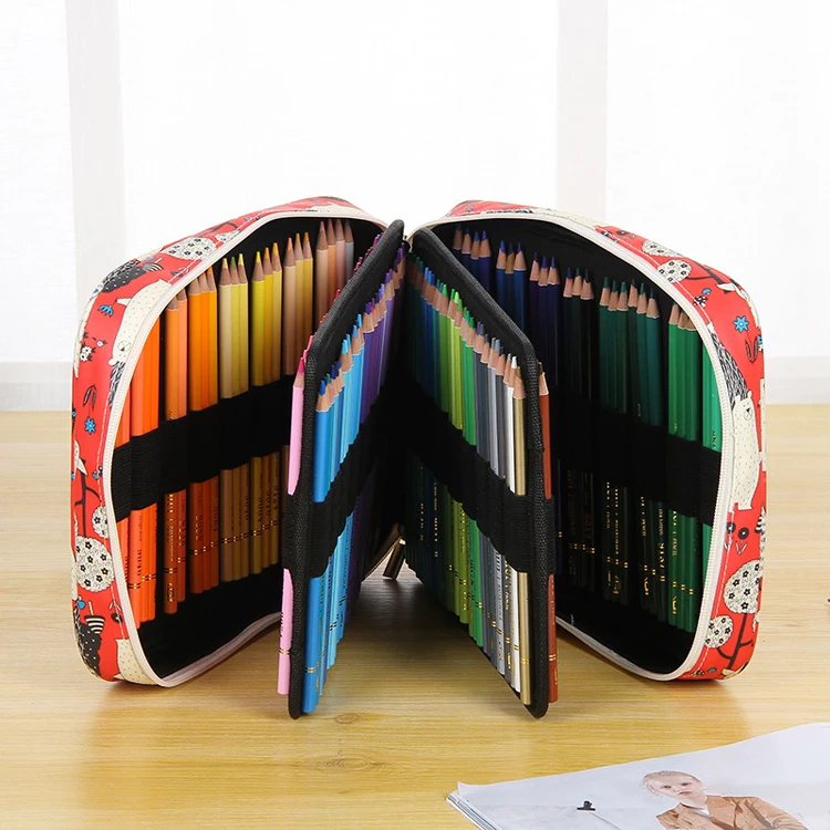 Case dos Desenhos Caixa de Arte Criativo Solt Grande Capacidade Colorido Lápis Animados Animal Floral Impressão Multifuncional Bolsa Caneta Suprimentos 150 6 Material escolar e de escritório