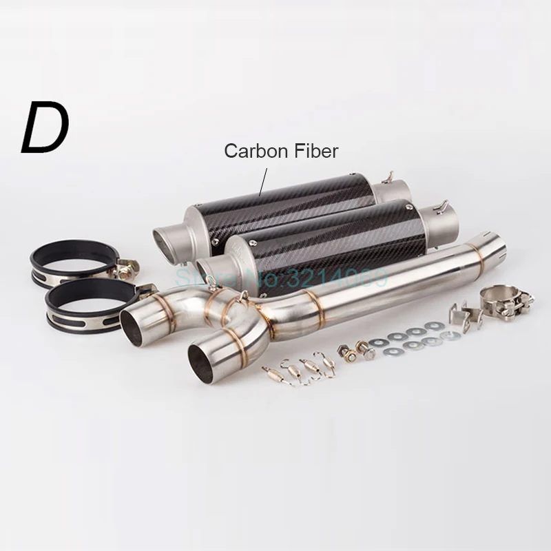 Universal entrada 51mm de la motocicleta tubo de Escape para FZ6S FZ600 FZ6 de fibra de carbono Moto escapar FZ6N silenciador con sistema de enlace de tubería