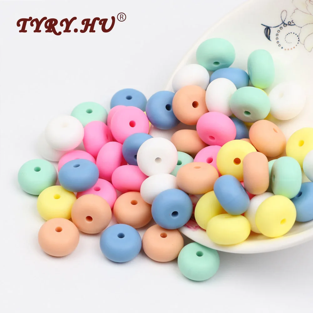 

TYRY.HU 10Pcs Abacus Beads Silicone Beads Food Grade Safe Rubber Teethers Beads Baby DIY Teething Necklace Loose Beads Toys
