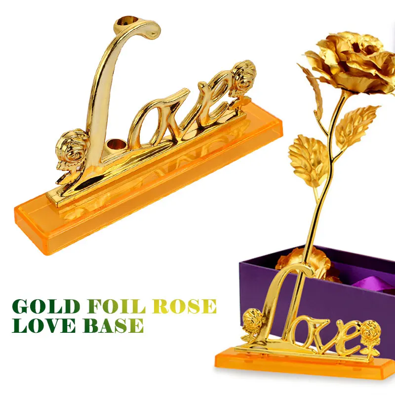 

LOVE Heart shape 24k Gold Plated Rose Base Eternal Valentine's Day Gift Lover Rose Artificial Wedding Decoration