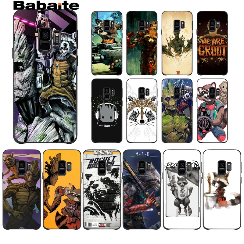 

Babaite Marvel Comics super hero Rocket Raccoon Groot Colorful Cute Phone Case For GALAXY s5 s6 edge edge plus s7 s8 plus s9 s10