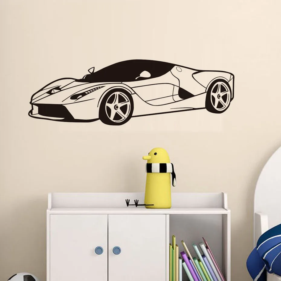 Wall Stickers Cool Sports Car Boys Bedroom Speed Automotive Wall Decor