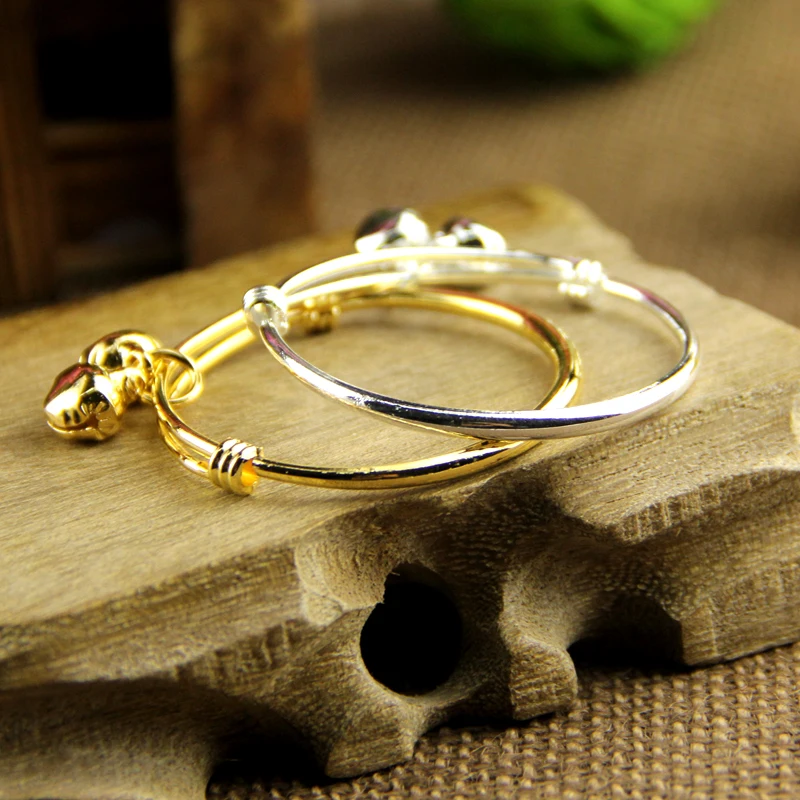

2PCS baby bell bracelet/bracelet plated silver/ plated18K gold Kid Baby Boy Girls Bracelet jewelry Free shipping
