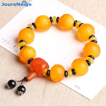 

Wholesale Scrub Yellow Natural Crystal Bracelets 20mm Buddha Bead Lucky for Men Women Tibetan Style Hand String Crystal Jewelry