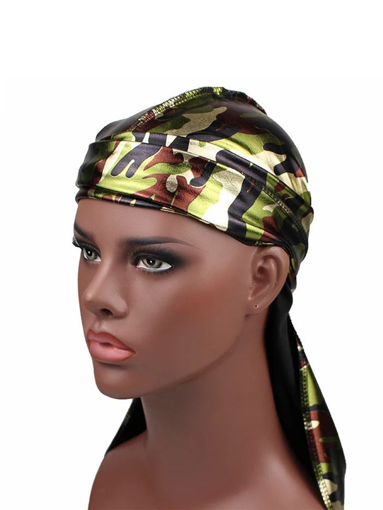Seide Durag Satin Männer Durags Perücke Bandana Pirate Hut Bandeau Cheveux Frauen Kopf Wrap Elastische Stirnband