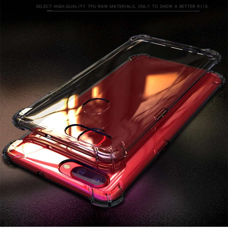 

shockproof Airbag armor clear phone case on for oppo f7 f9 pro f5 a3s r15 pro a3 f3 plus r9 r9s r11 r11s r17 a7x a83 tpu cover
