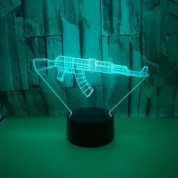 

New Gun 3d Small Night Light Usb Power Colorful Touch Led Visual Lamp Gift Atmosphere Decorative Mini 3d Light Fixtures