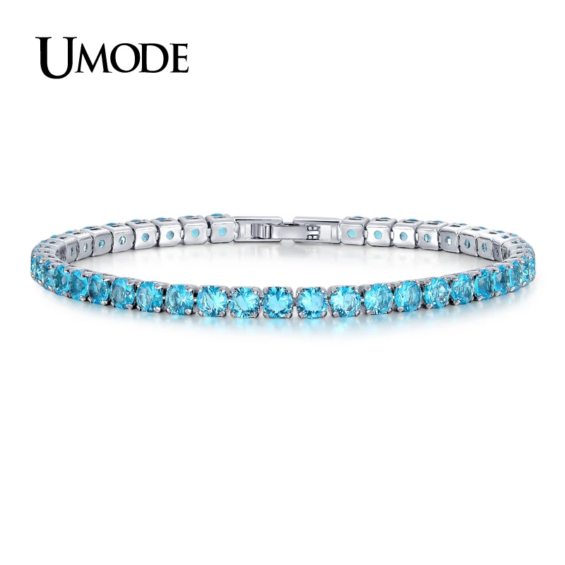 UMODE 0.25ct جولة قطع مكعب زركونيا أنيق سوار للتنس للنساء هدية الكريسماس خمر مجوهرات Pulseira الأنثوية UB0097E
