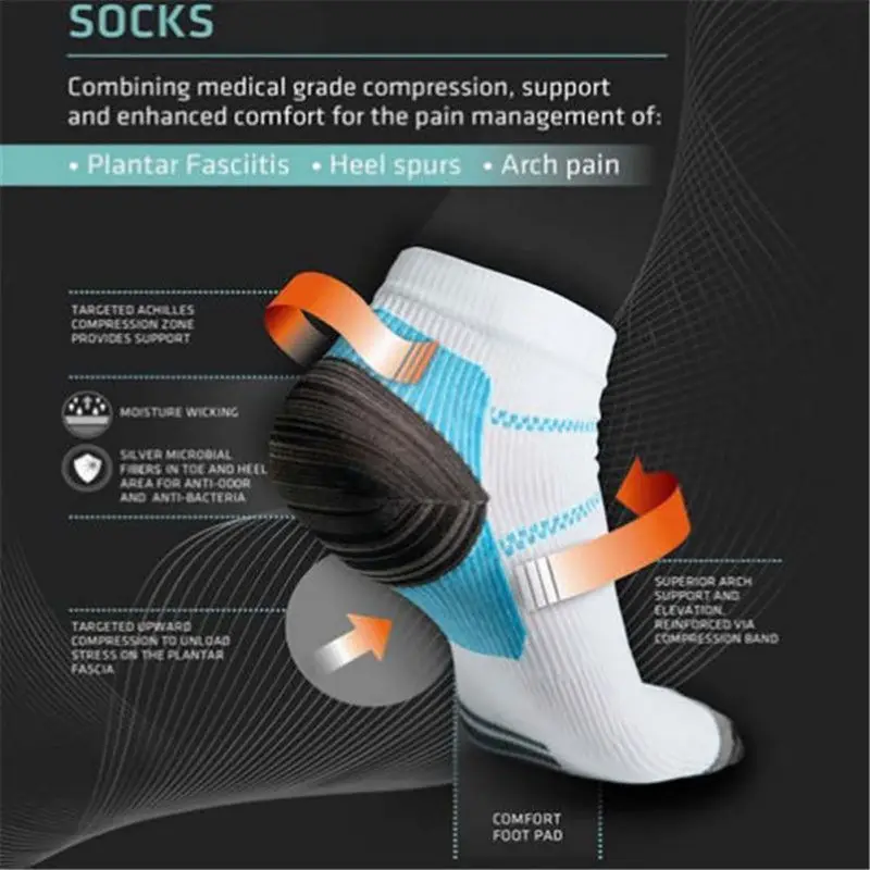 1 Pair High Quality Foot Compression Socks For Plantar Fasciitis Heel ...