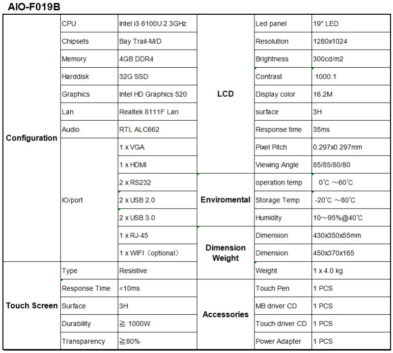 Популярные Стиль промышленный компьютер 4 ГБ DDR4 Разрешение 1280*1024 светодио дный Сенсорный экран все в одном ПК панели процессора intel i3 6100U 2,3