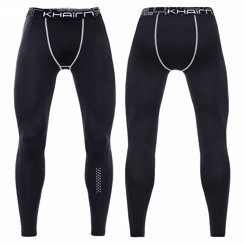 Men Running Tights Black with Reflective Lattice Basketball Tight
