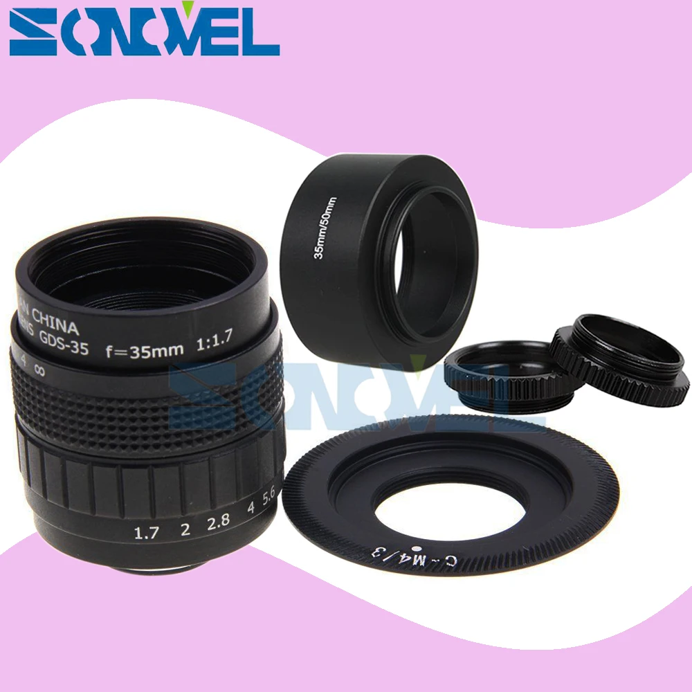 Фуцзянь 35 мм F1.7 CCTV кино объектив + C крепление макрокольцо капот для Olympus Micro 4/3 m4/3 EP5