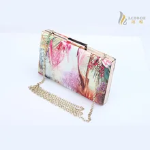 Bolsa Bolsos женская сумка с цветочным принтом женская вечерняя Свадебная Сумка-клатч с клапаном винтажная Ландшафтная элегантная сумочка-цепочка 8238-2