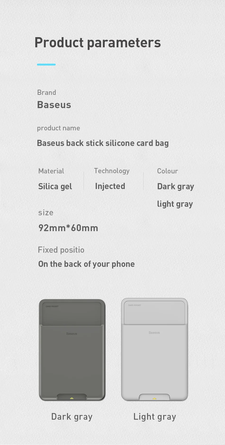Baseus back stick silicone card sticker for iPhone X Xs Samsung Xiaomi