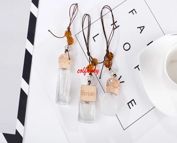 

100pcs/lot New pattern Glass bottle Pendant Car perfume bottle Rearview mirror ornament Perfume empty bottle Automobile styling