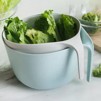 

2-in-1 Washing Colander Bowl Food Strainers with Long Grip Non Slip Base for Fruits Vegetable RT99