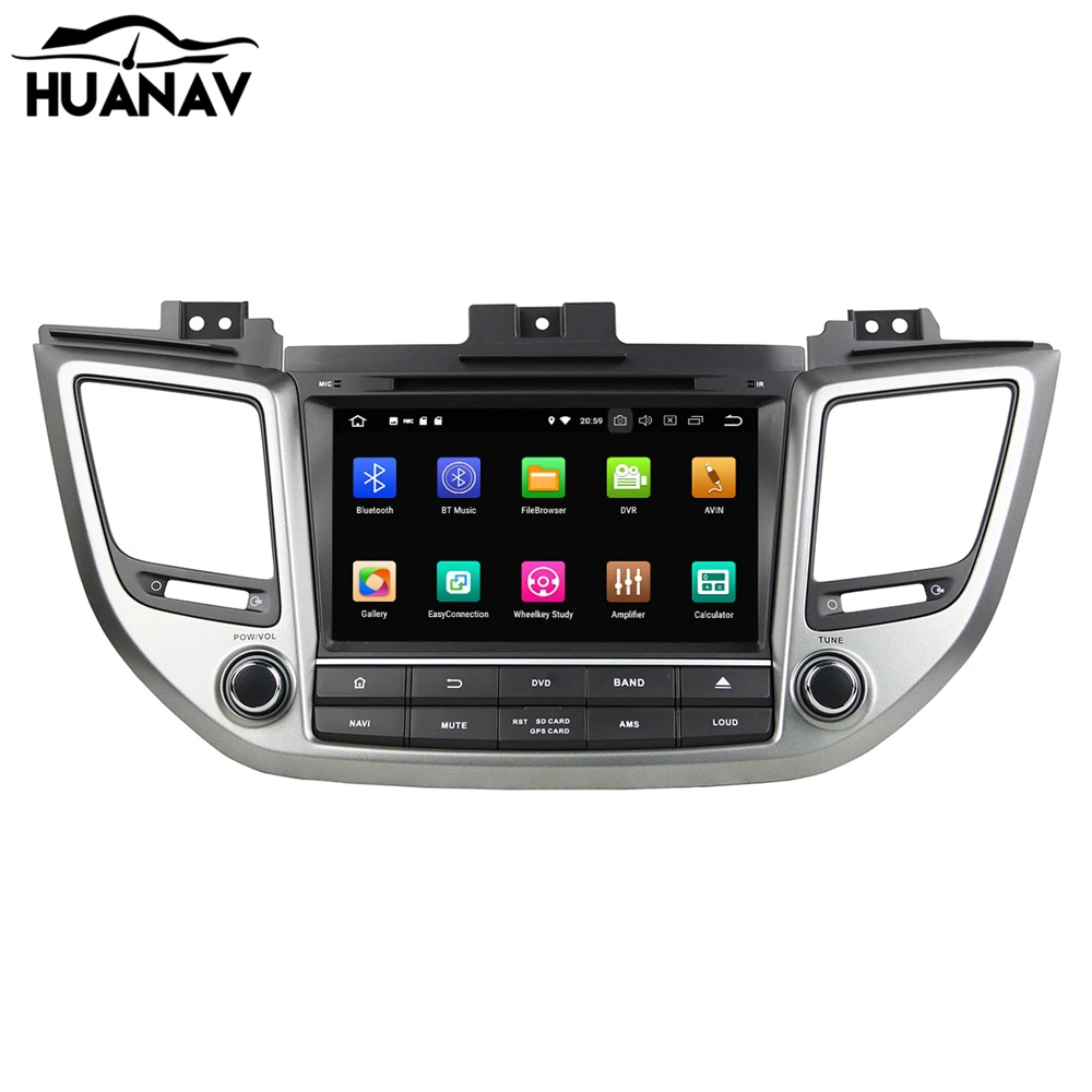 Discount HUANVA Android 8.0 4+32G Car CD DVD Player GPS navigation For Hyundai ix35 2015 head unit multimedia player tape recorder 8-Core 2