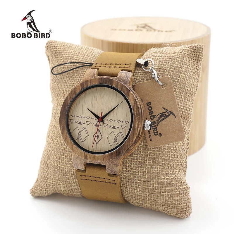 BOBO BIRD Men's Design Brand Luxury Wooden Bamboo Watches With Real Leather Quartz Watch for Men In Gift Box