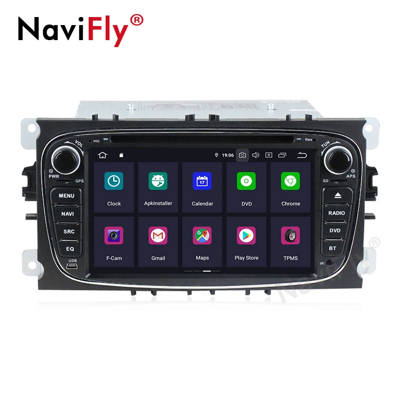Top Free shipping! Android 9.0 IPS DSP Car dvd player GPS Navigation for FORD Focus S-MAX Mondeo C-MAX Galaxy radio WIFI SWC BT RDS 3