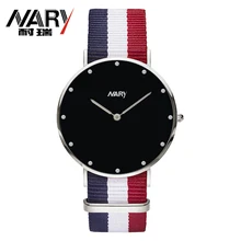 NARY Luxury Brand Women Men Watch Popular Color Nylon Strap Diamond Black Dial Watch Casual Quartz
