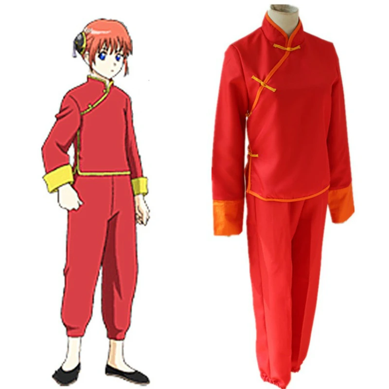 

Kongfu Uniform Cosplay for Jyunna Kagura for Gin Tama Hairpin with Wigs and Flats Vestidos Japan Anime Halloween Costume Adult