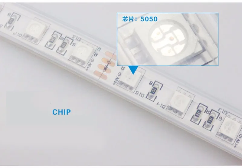 IP67 водонепроницаемая 5050 Светодиодная лента, 12V 60LED/M RGB, используется под водой для бассейна, аквариума, ванной комнаты, на открытом воздухе